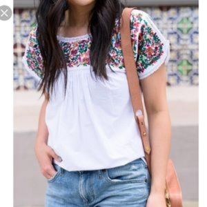 Madewell JM Dry Goods Embroidered Top XS